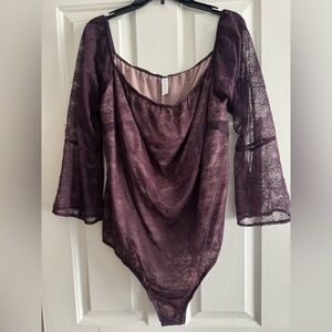 Cacique Plum Lace Top Bodysuit
